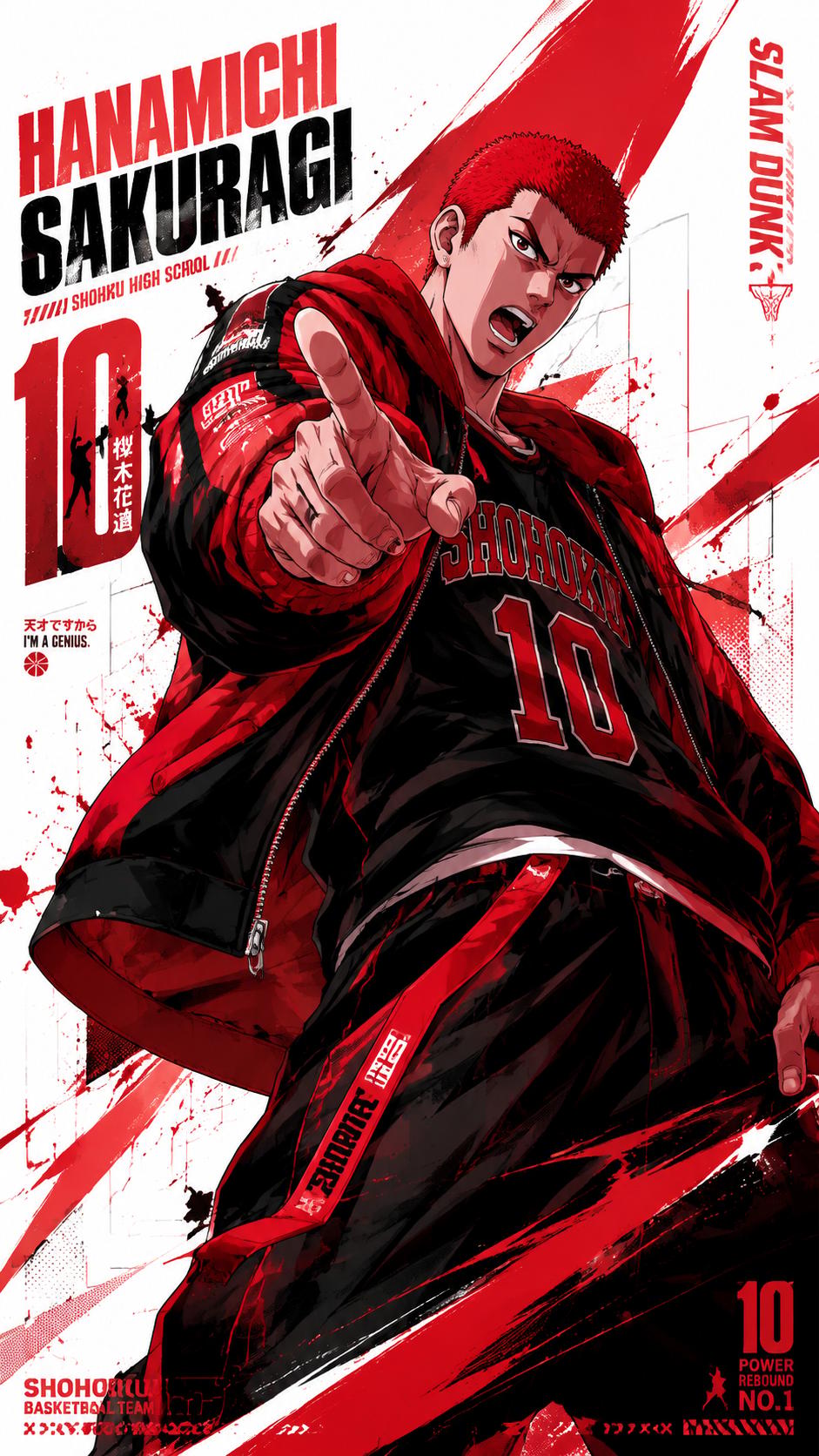 Stylized Hanamichi Sakuragi Poster Art