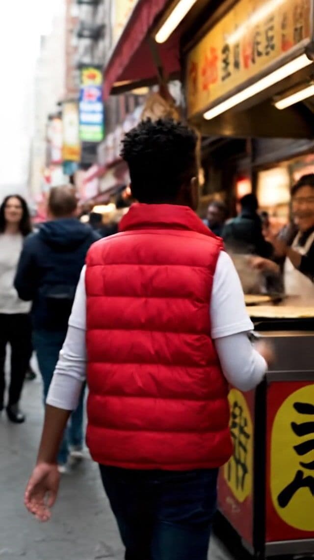 Boy Walking Around Busy