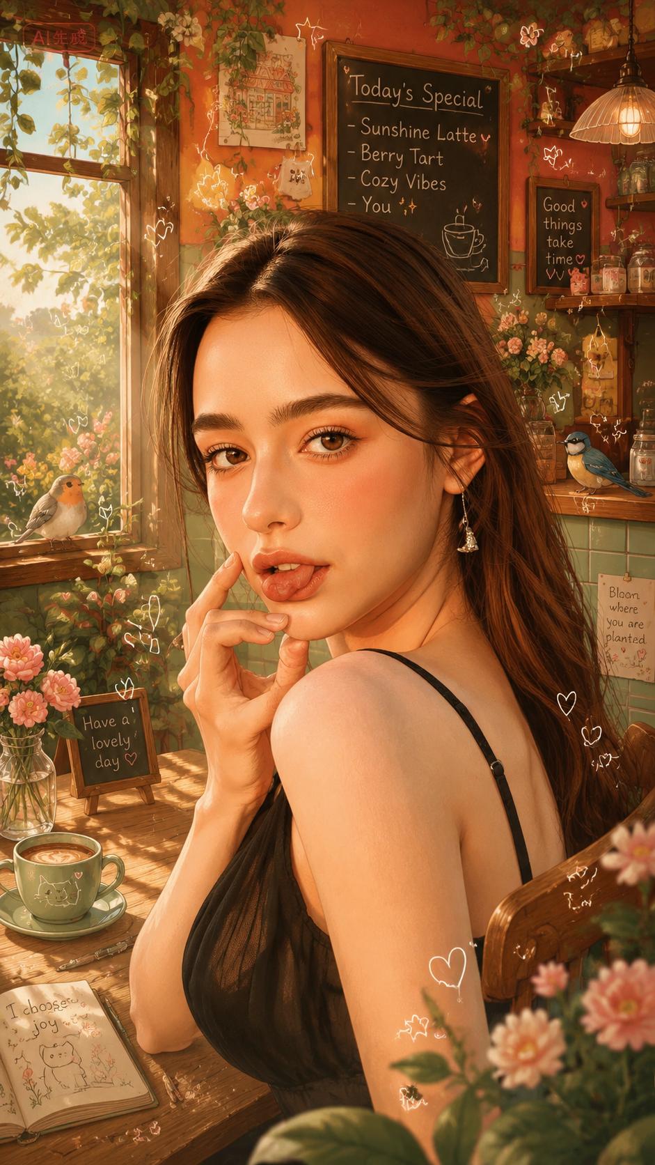 Cozy Whimsical Storybook Café Illustration