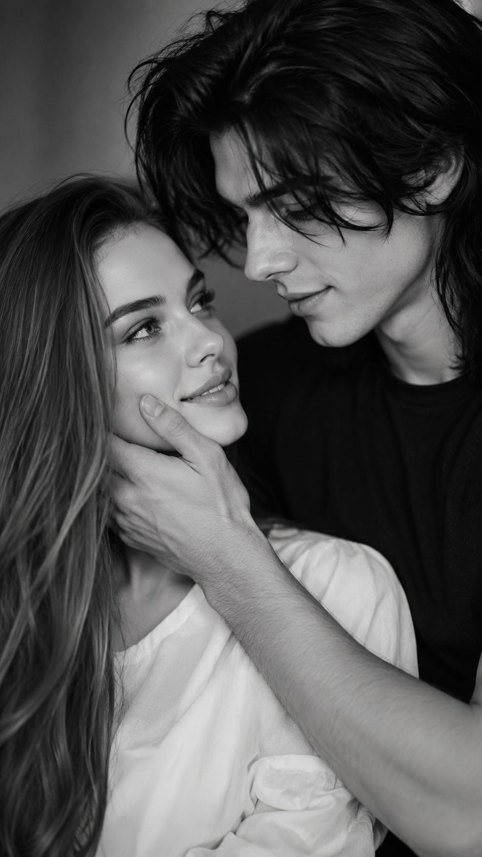 Fine-Art B&W Affectionate Couple Portrait