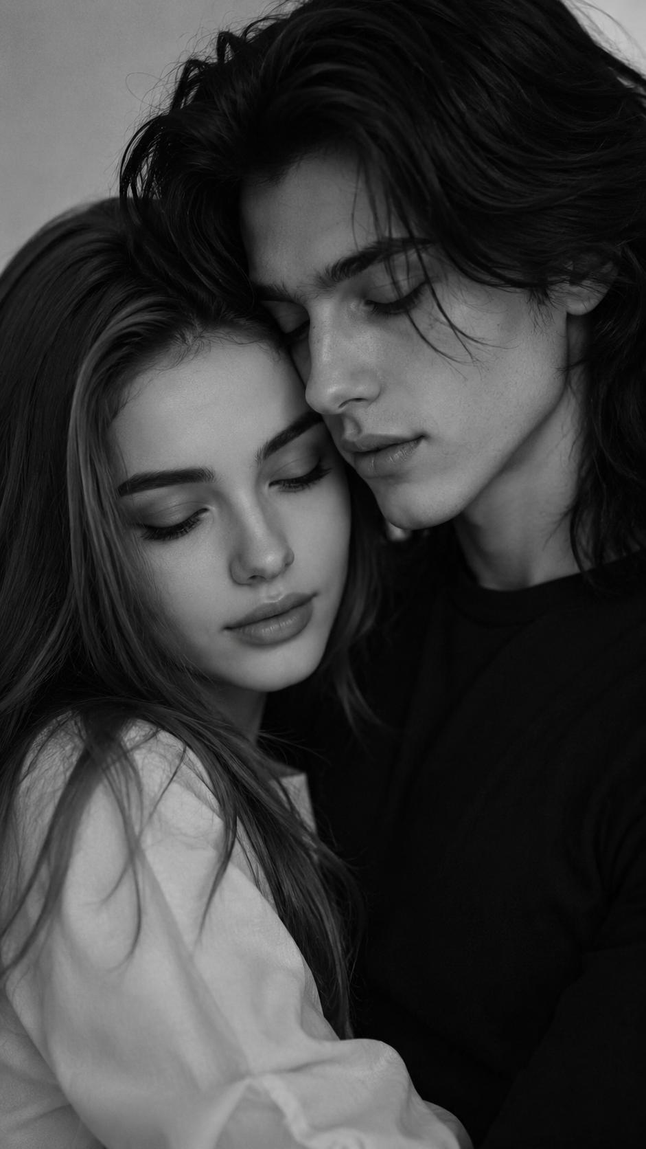 Intimate Black-and-White Couple Portrait