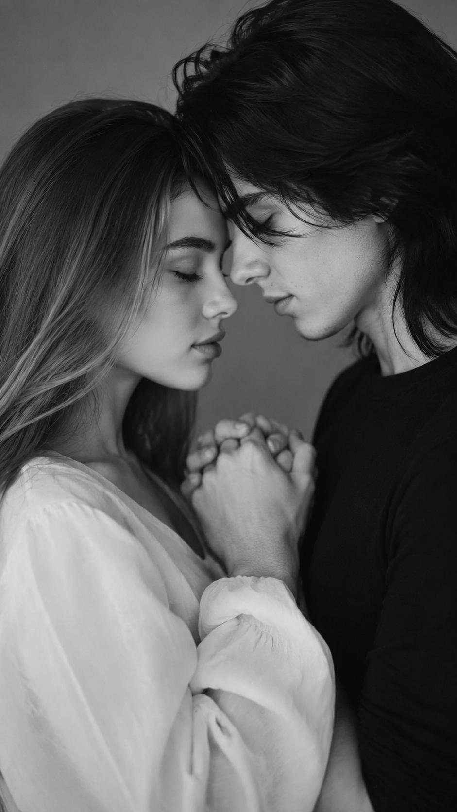 Realistic Black-and-White Couple Portrait