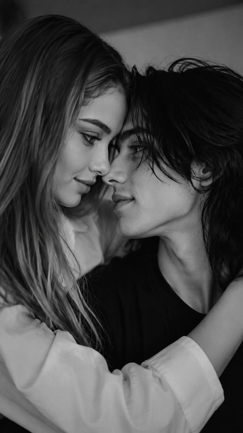 Intimate Black-and-White Couple Portrait