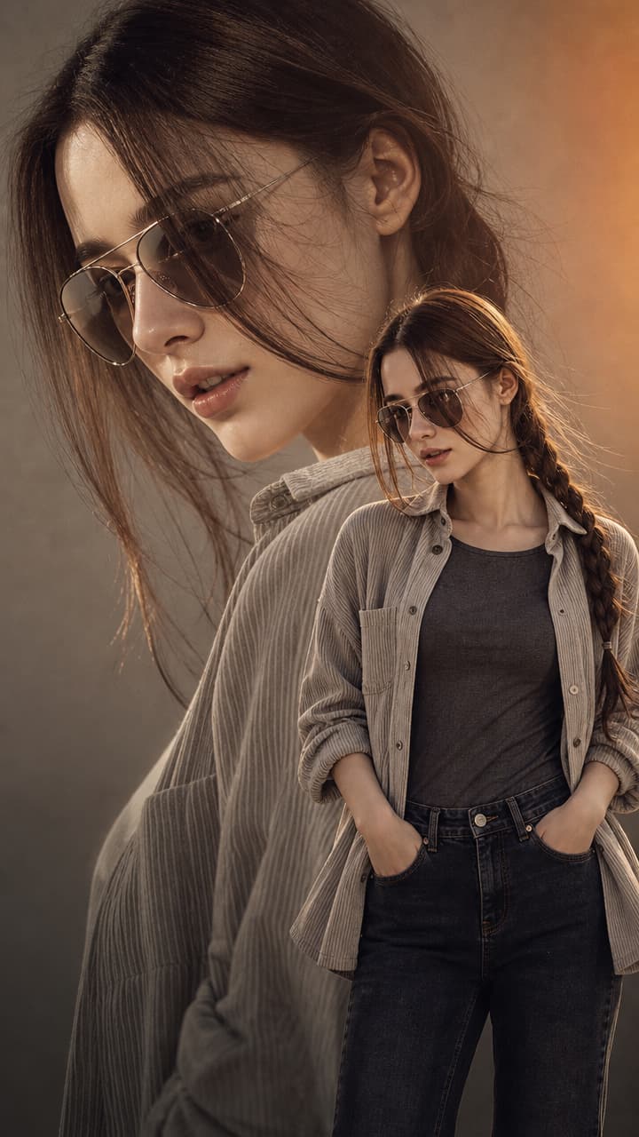 Cinematic Double-Exposure Fashion Portrait