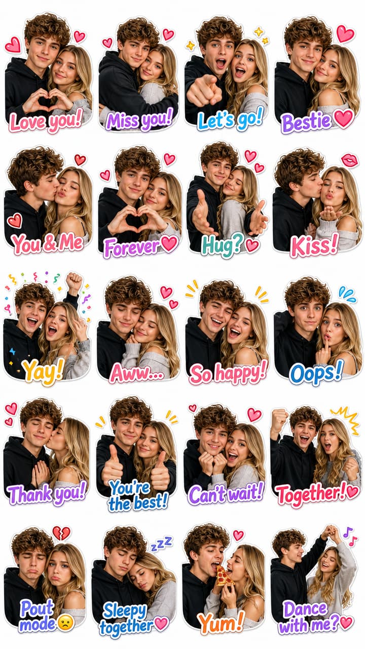 Vibrant Gista-style Couple Sticker Pack