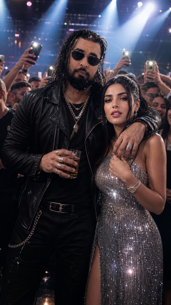 Rockstar Boy and Shining Girl in Nightclub