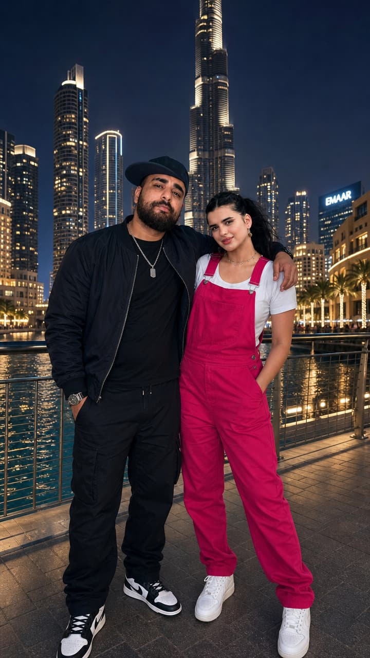 Stylish Couple in Dubai, Boy's Hand on Shoulder