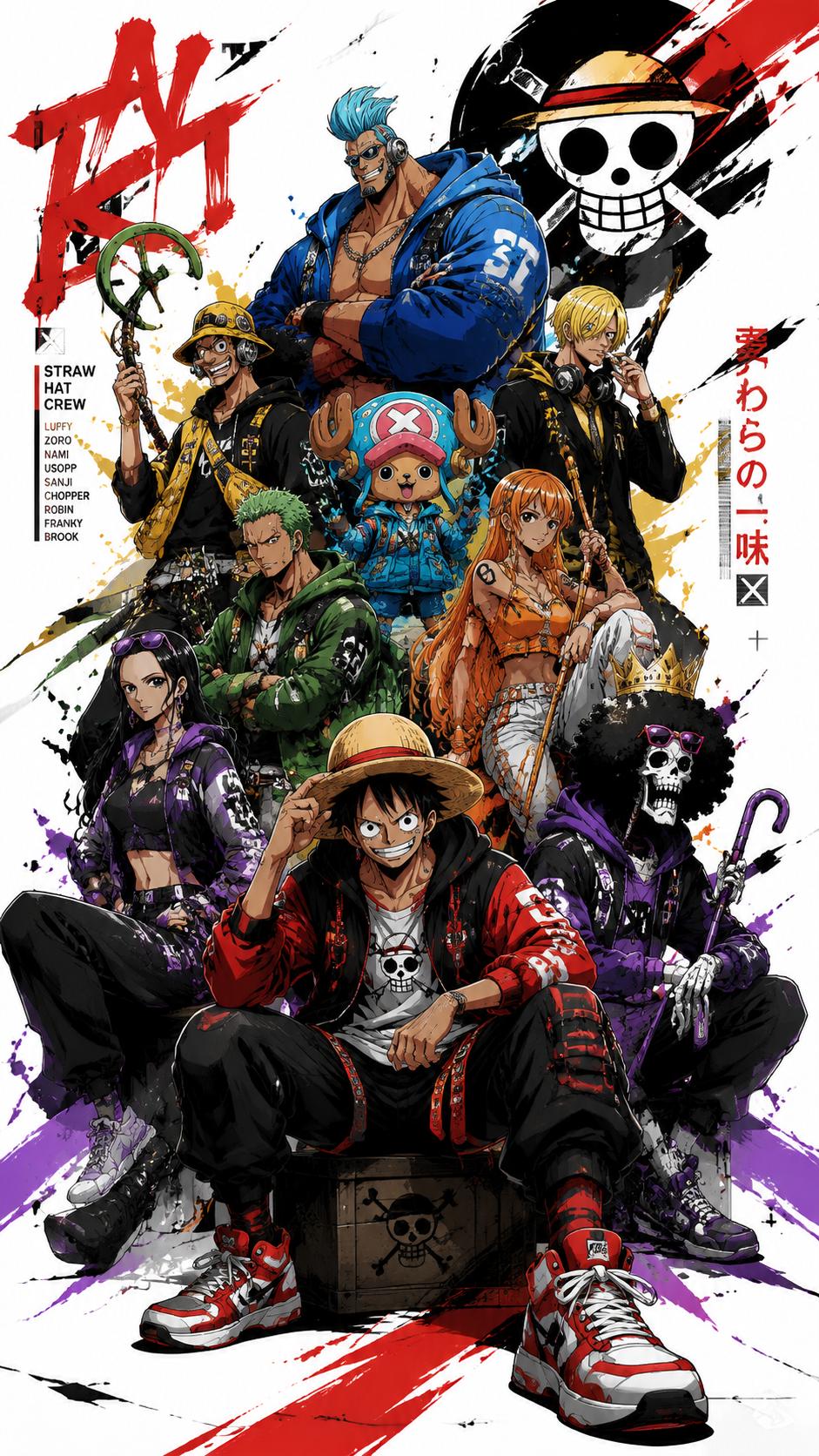 Stylized One Piece Crew Streetwear Poster
